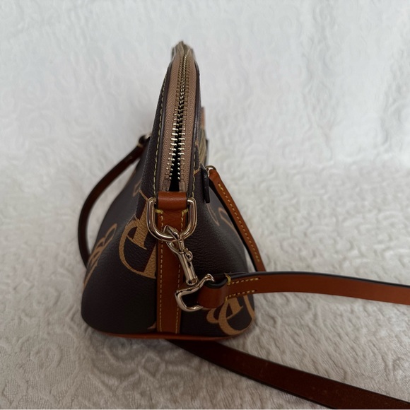 Dooney & Bourke Monogram Domed Brown and Tan Crossbody Bag - Picture 7 of 13